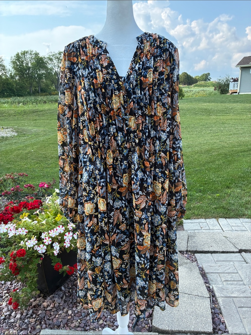 MSK Women Black Dress with Floral Design